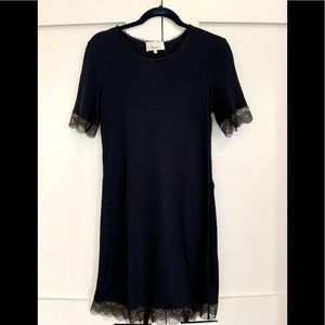 3.1 Phillip Navy T-shirt ribbed lace dress